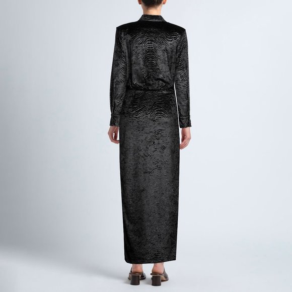 GAëLLE Paris velvet black polka-dot long dress - Picture 4 of 15